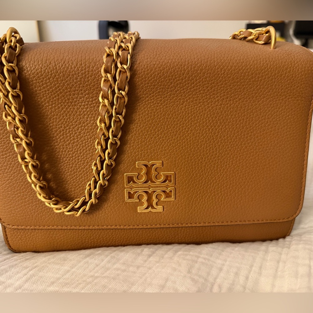 Tory Burch Brown Crossbody Bag with Gold Chain